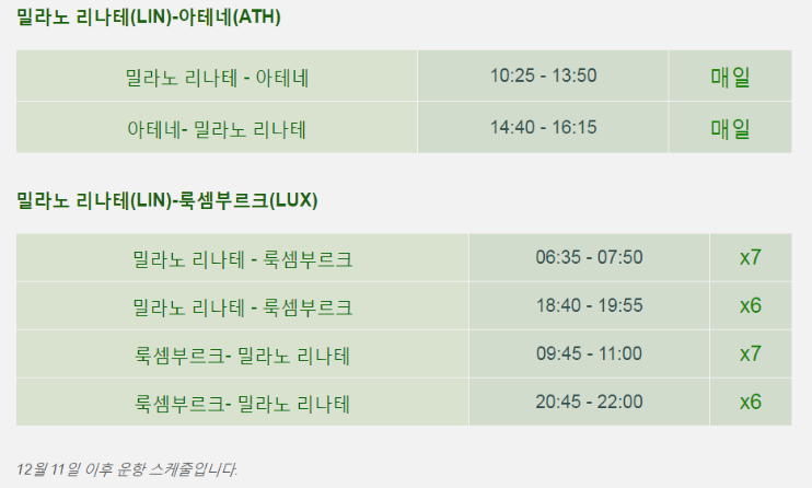 [알리탈리아항공] 밀라노 리나테 공항(LIN) 신규 노선 안내